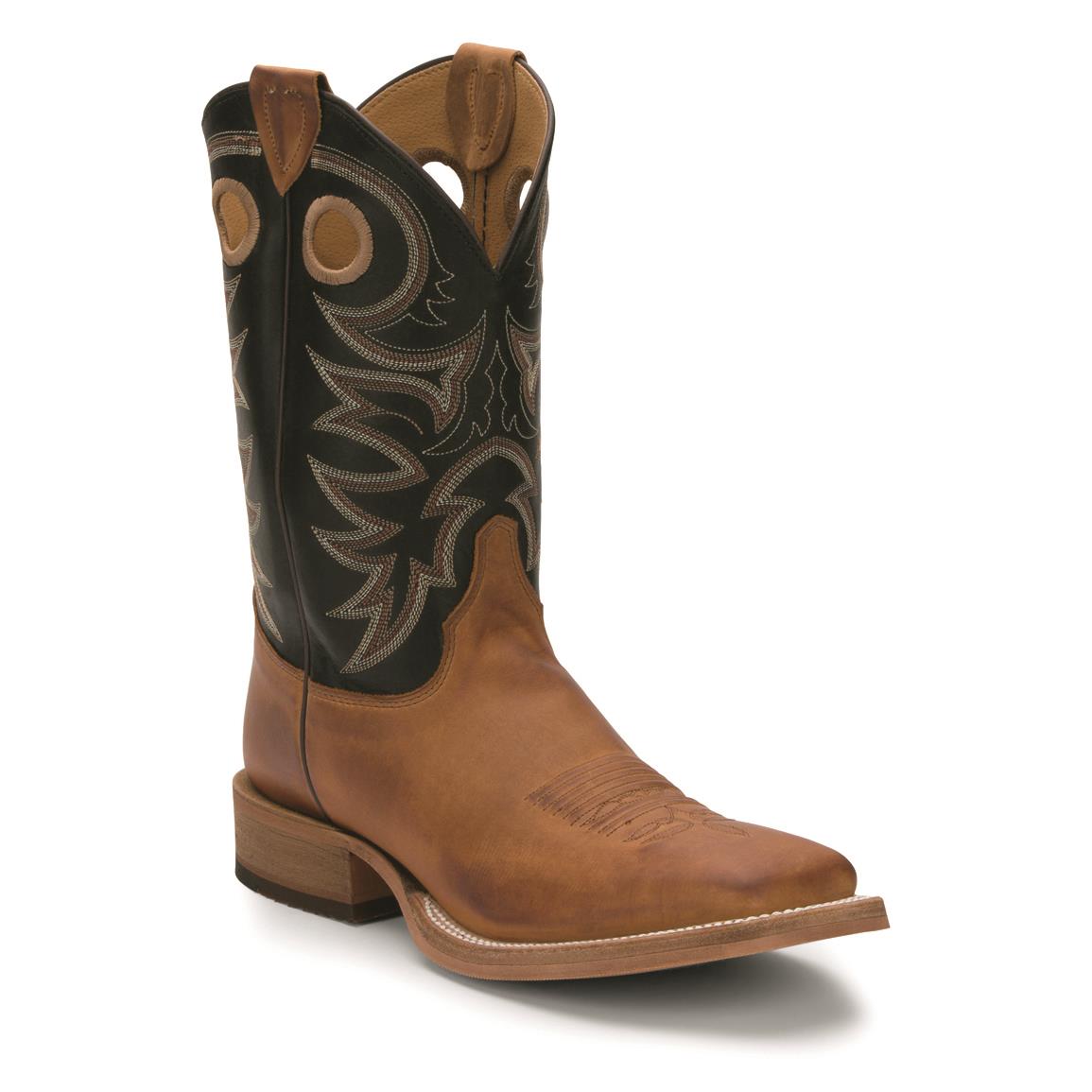 Justin Men's Caddo Western Boots, Tobacco/black