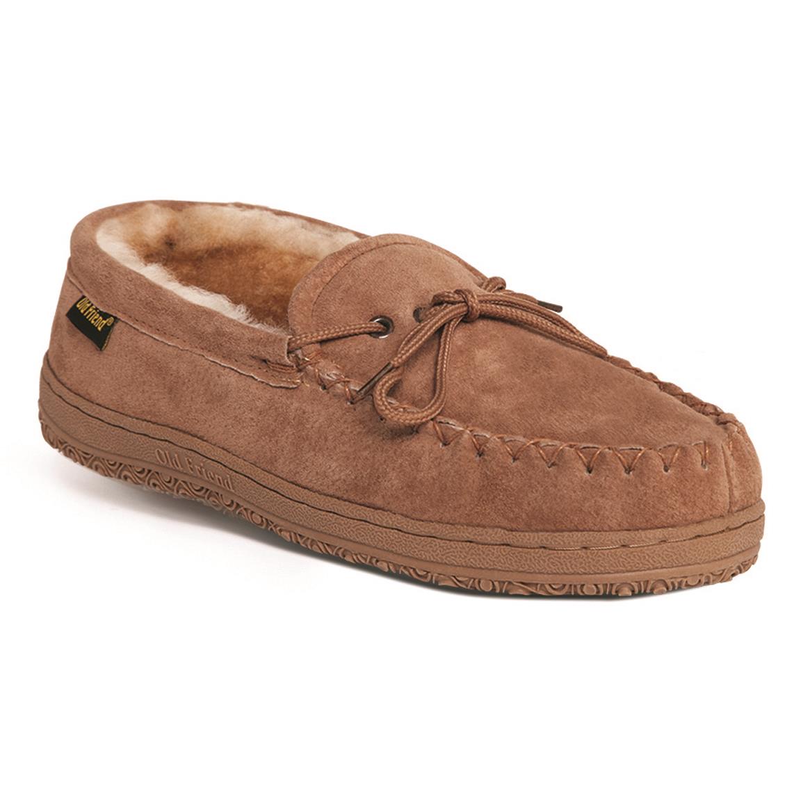 Old Friend Men's Loafer Moccasin Slippers, Chestnut