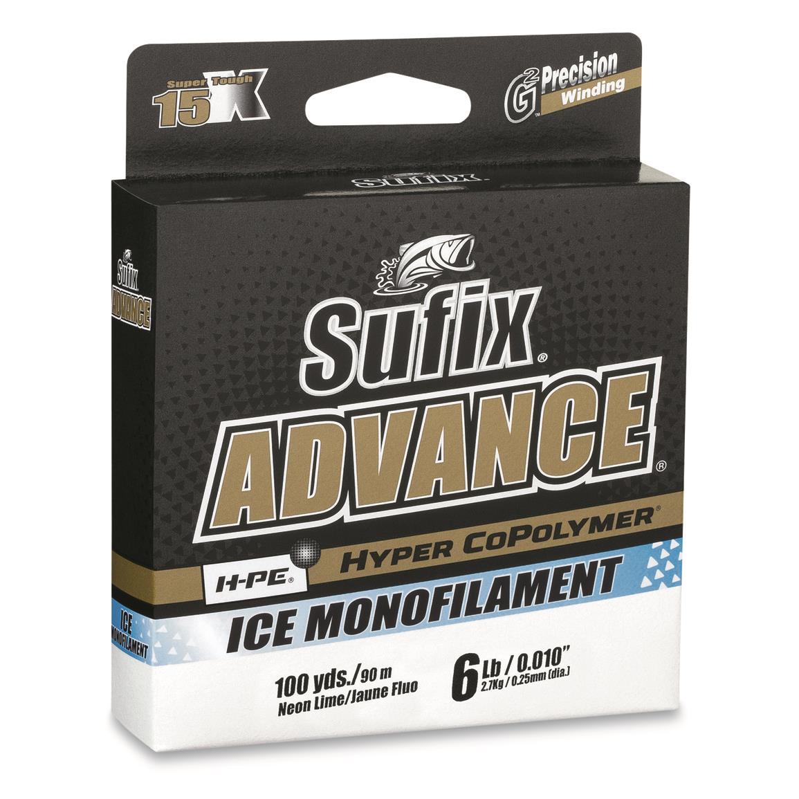 Sufix Advance Ice Monofilament Ice Fishing Line, 100 Yards