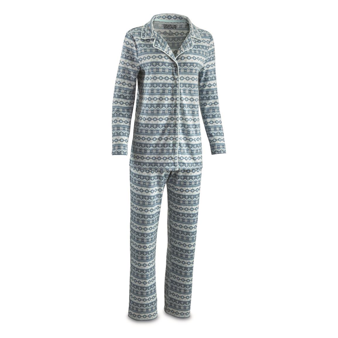 Guide Gear Women's 2-piece Button-front Pajama Set, Blue Fairisle