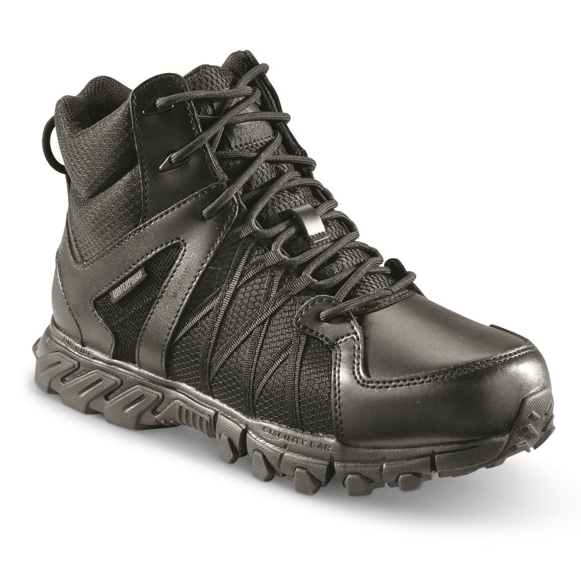 Reebok Men's Trailgrip 6" Side-zip Waterproof Tactical Boots, Black