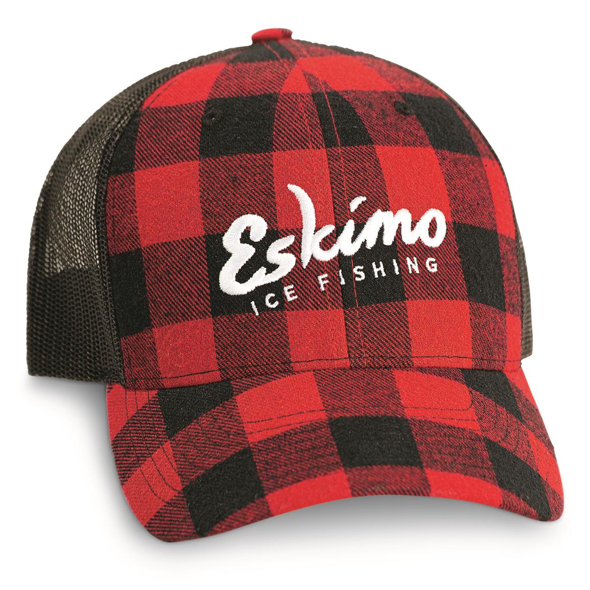 Eskimo Buffalo Plaid Trucker Hat, Black/Red