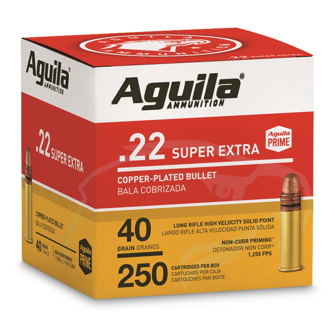 Aguila Super Extra High Velocity, .22LR, CPSP, 40 Grain, 250 Rounds