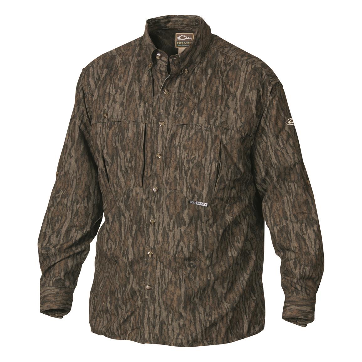 Drake Waterfowl Men's EST Camo Vented Wingshooter's Long-Sleeve Shirt, Mossy Oak Bottomland®