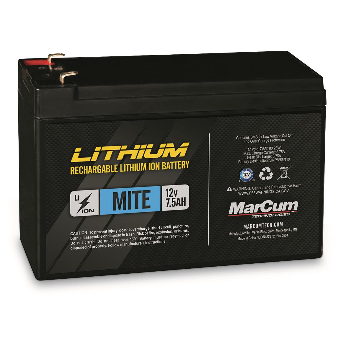 MarCum Mite Lithium 12V 7.5AH Li-Ion Replacement Battery