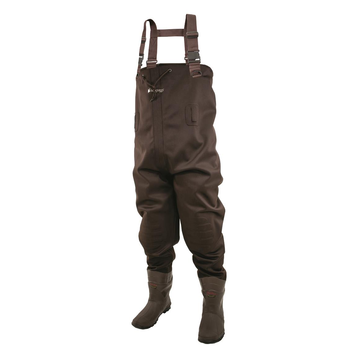 frogg toggs Cascades Elite Insulated Cleated Rubber Lug-sole Bootfoot Chest Waders, Brown