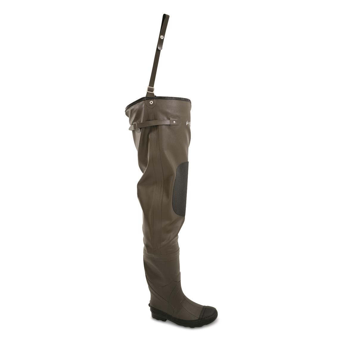 frogg toggs Classic II Hip Boot Waders, Cleated Soles, Brown