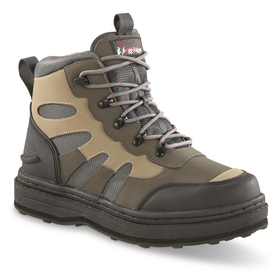 frogg toggs Pilot II Wading Boots, Rubber Sole, Cleated, Khaki/black