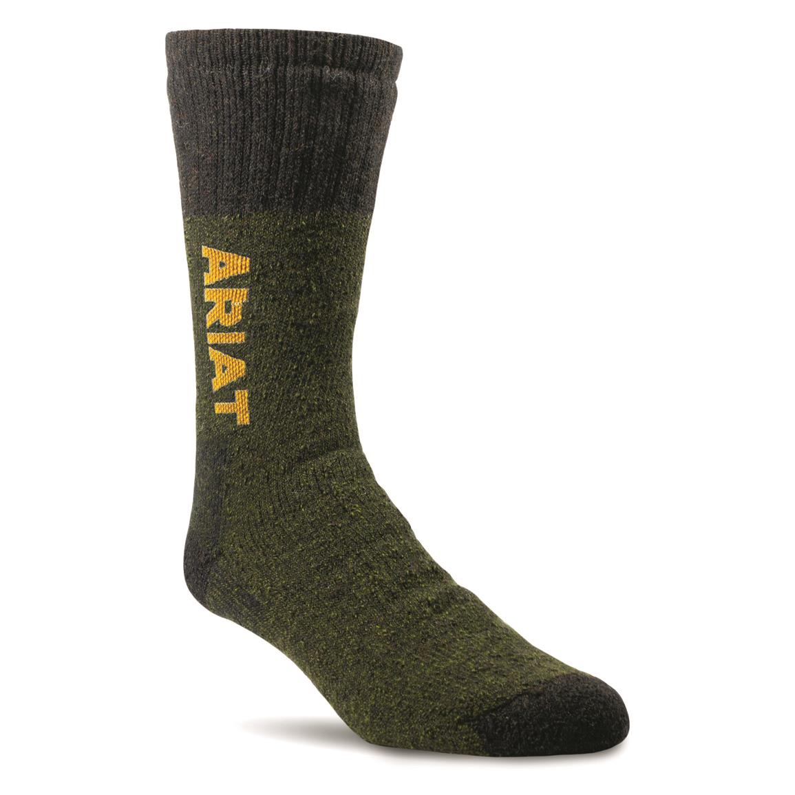 Ariat Marl Thermal Crew Socks, 2 Pairs, Olive