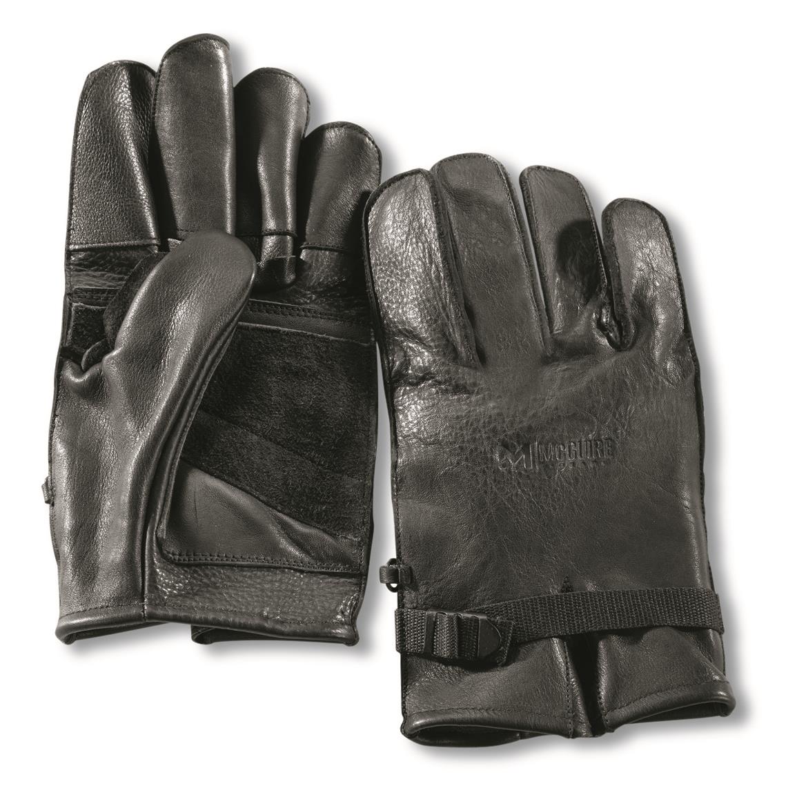 U.S. Military Style D3A Leather Gloves, New, Black
