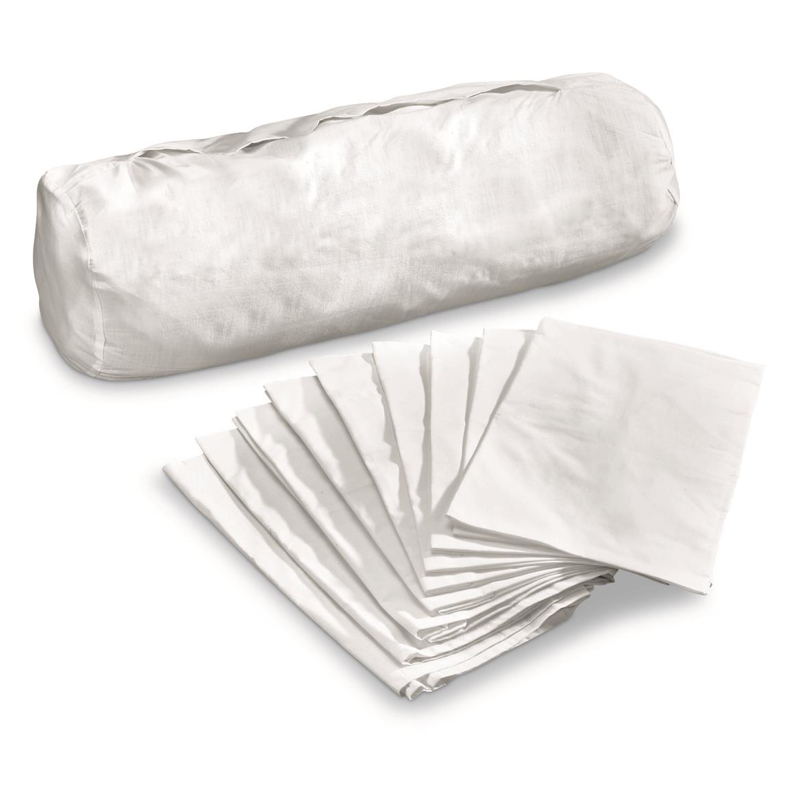 French Military Surplus Cotton Pillow Case, 10 Pack, New