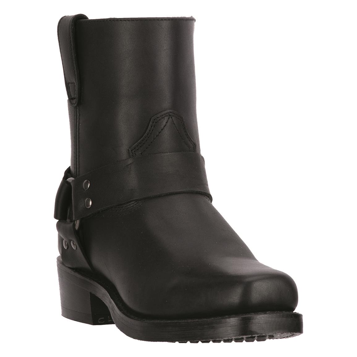 Dingo Men's Rev Up 7" Leather Side-zip Harness Boots, Black