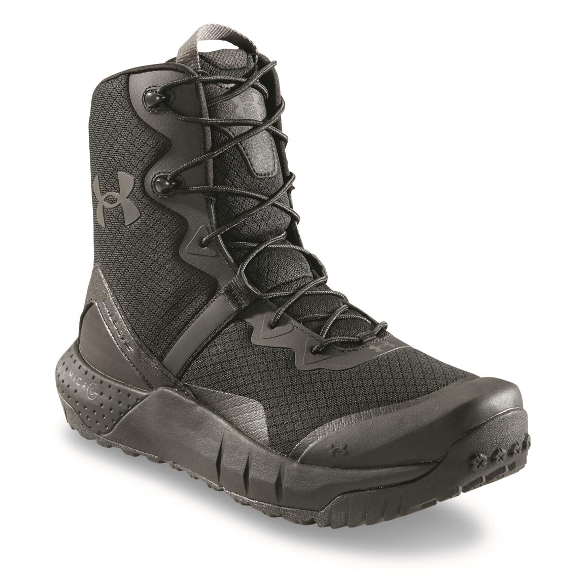 Under Armour Men's Micro G Valsetz 8" Tactical Boots, Black/black/jet Gray