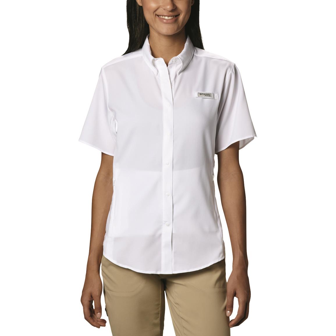 Columbia Women's PFG Tamiami II Short Sleeve Shirt, White Cap