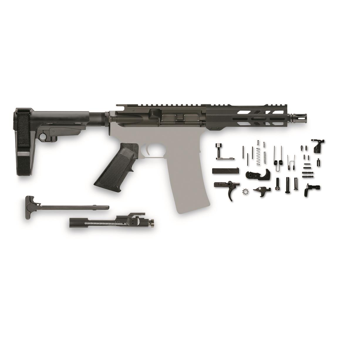 CBC AR-15 Pistol Kit, Semi-auto, 5.56/.223, 7.5" Barrel, SBA3 Brace, No Stripped Lower or Magazine