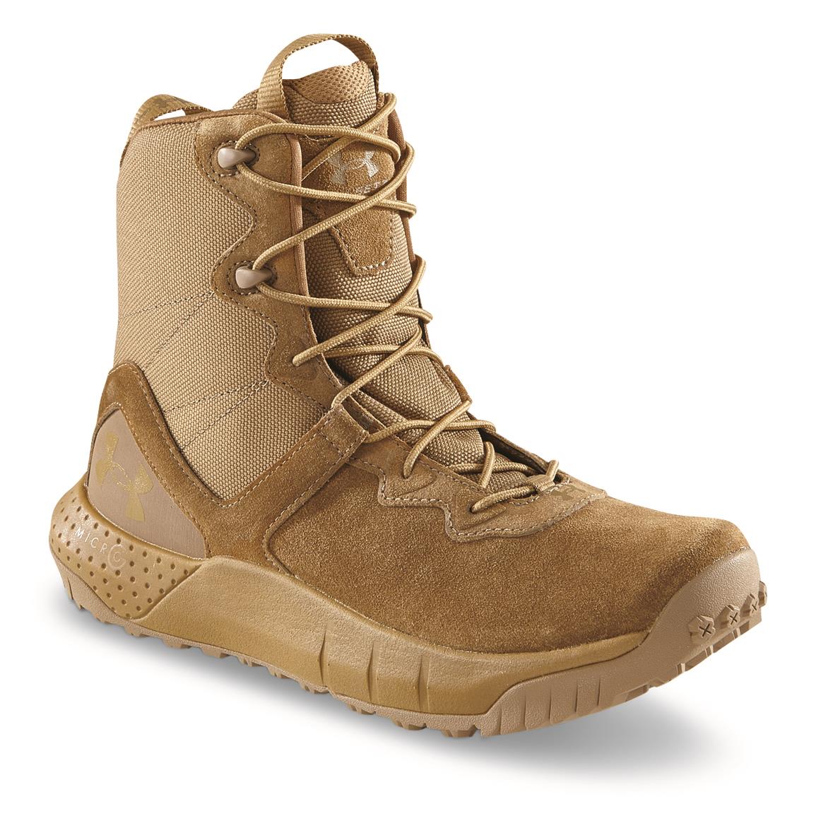 Under Armour Men's Micro G Valsetz 8" Tactical Boots, Coyote Tan, Coyote/coyote/coyote