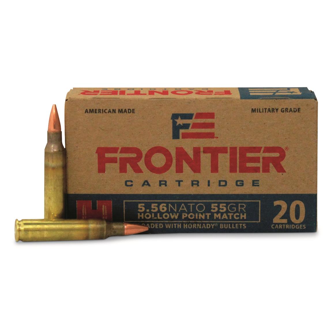 Hornady Frontier Cartridge, 5.56x45mm NATO, 55 Grain, HP Match, 20 Rounds
