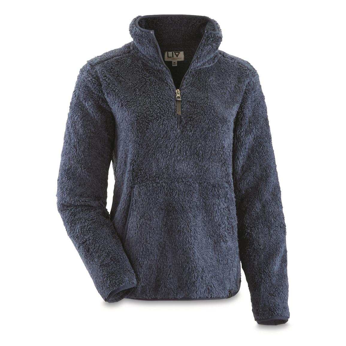 LIV Outdoor Women's Celesta Sherpa Pullover Sweater, Indigo/vintage Indigo