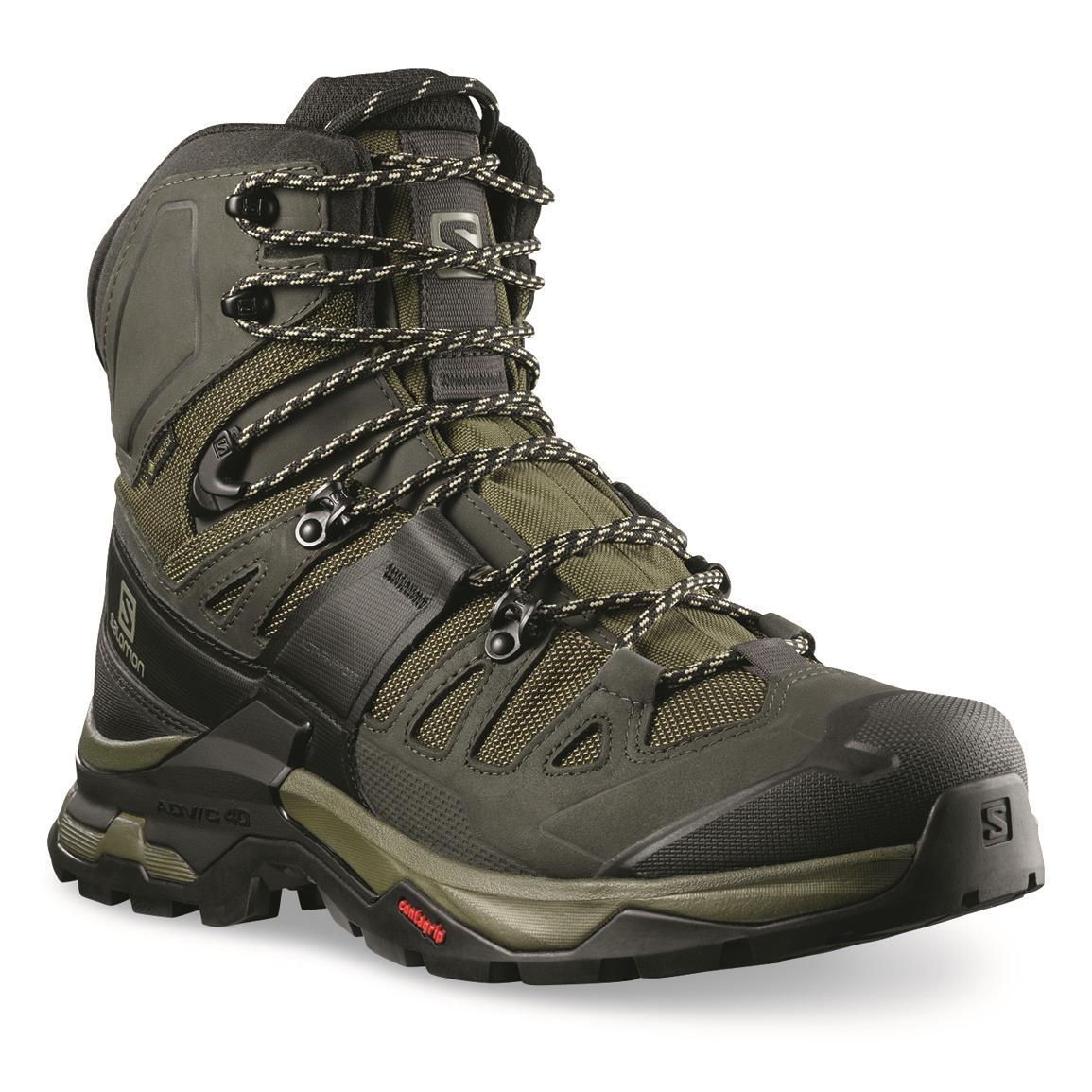 Salomon Men's Quest 4 GTX Waterproof Hiking Boots, GORE-TEX, Olive Night/peat/safary