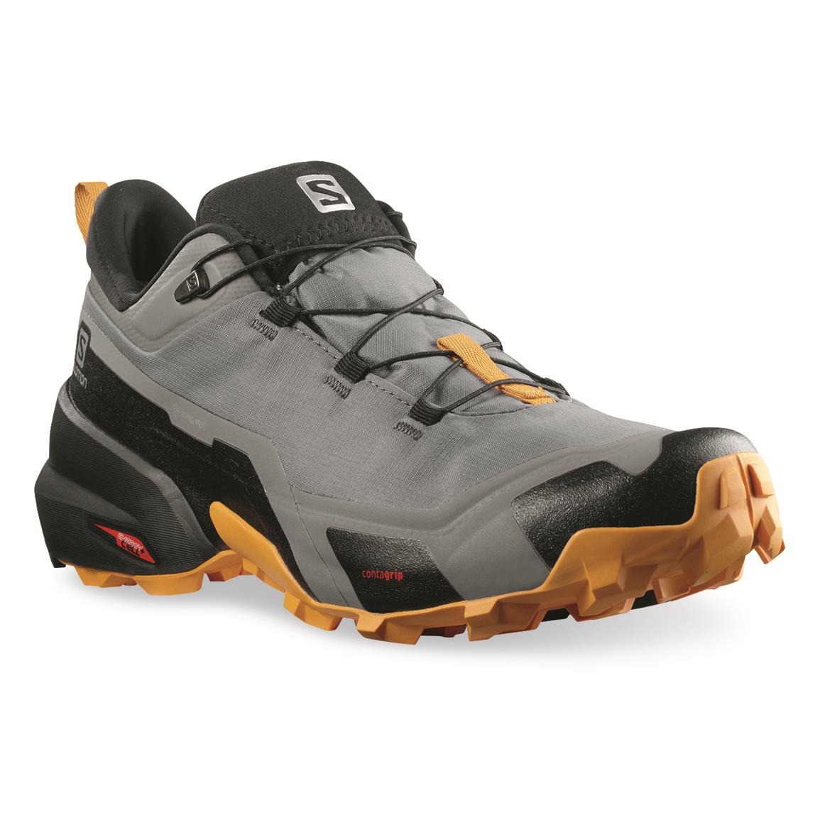 Salomon Men's Cross Hike GTX Waterproof Hiking Shoes, GORE-TEX, Quiet Shade/black/butterscotch