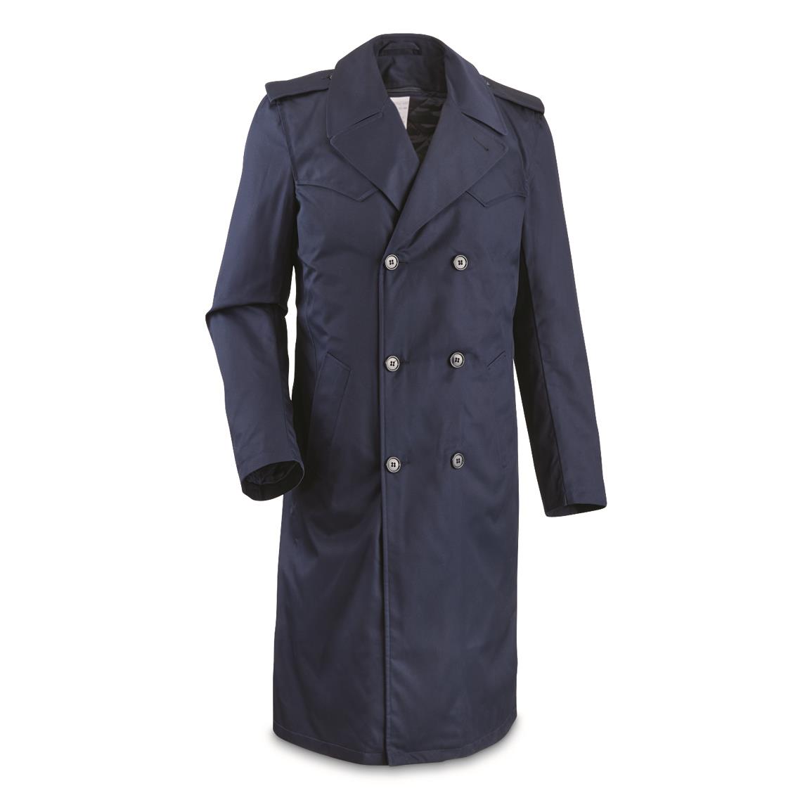 Italian Military Surplus Lined Trench Coat, New, Navy