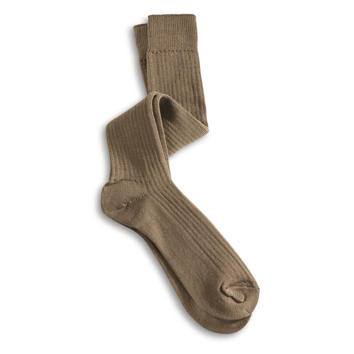 Italian Military Surplus Wool Blend Alpine Boot Socks, 3 Pack, New, Olive Drab