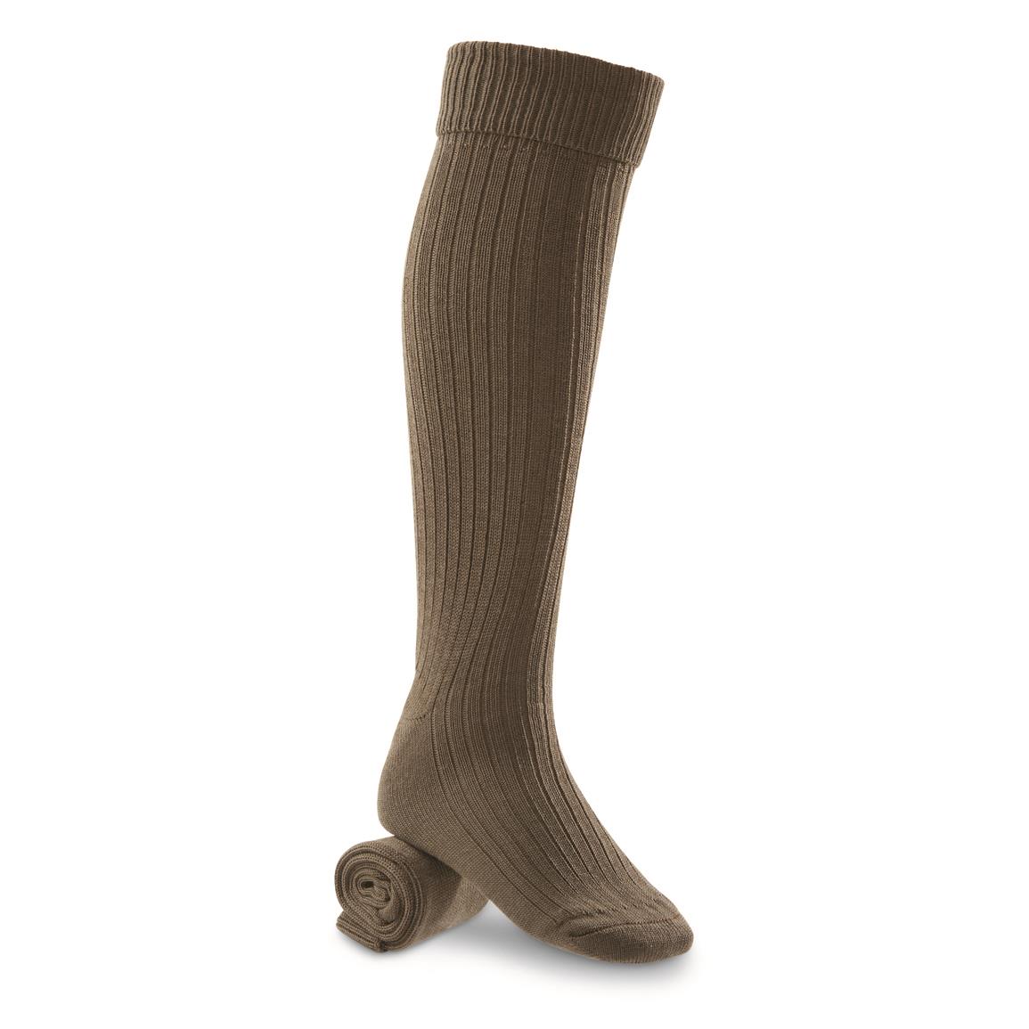 Italian Military Surplus Wool Blend Alpine Boot Socks, 3 Pairs, New, Olive Drab