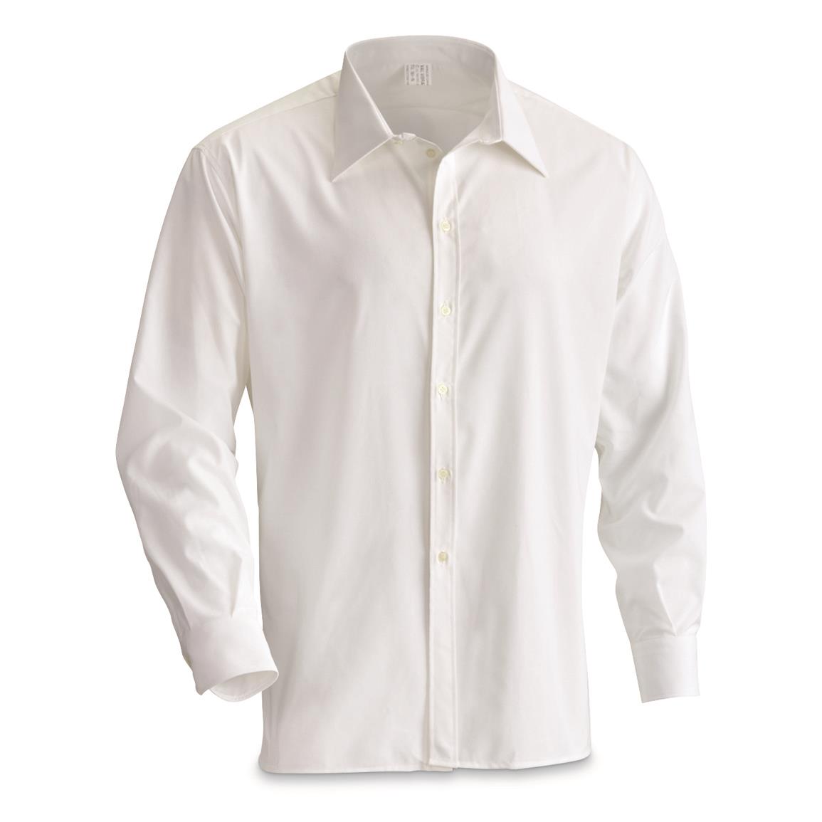 Italian Military Surplus Long Sleeve Dress Shirt, New, White