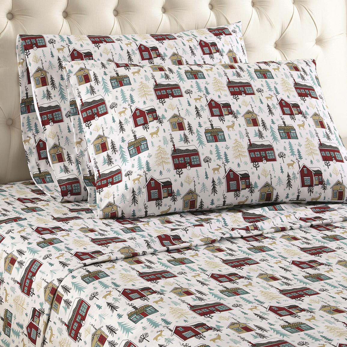 Shavel Home Products Micro Flannel® Printed Sheet Set, Cabins