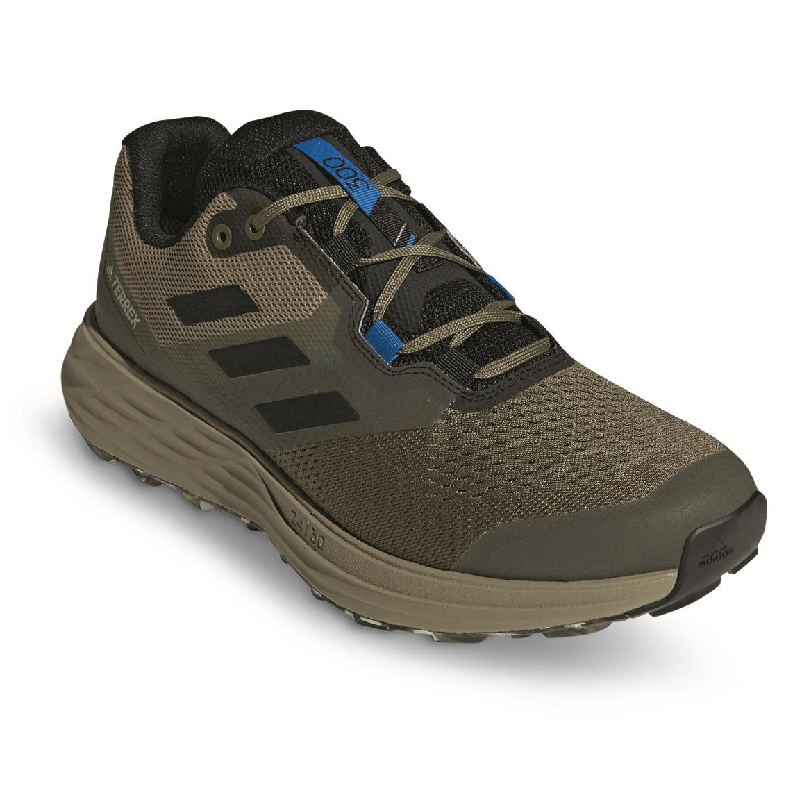 Adidas Men's Terrex Two Flow Trail Running Shoes, Focus Olive/core Black/blue Rush