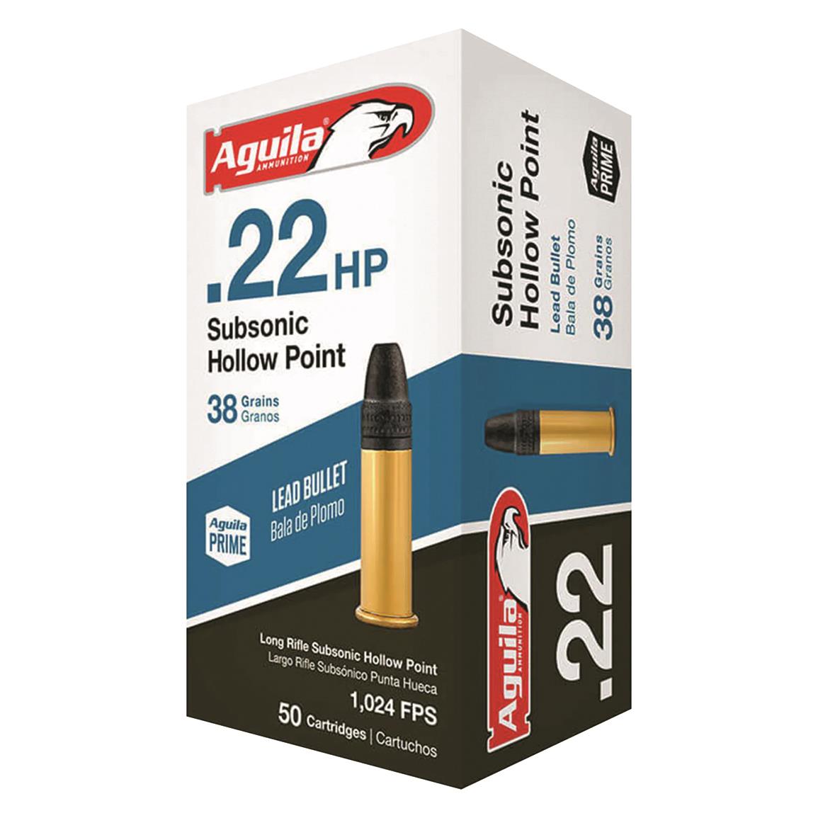 Aguila Subsonic, .22LR, HP, 38 Grain, 50 Rounds