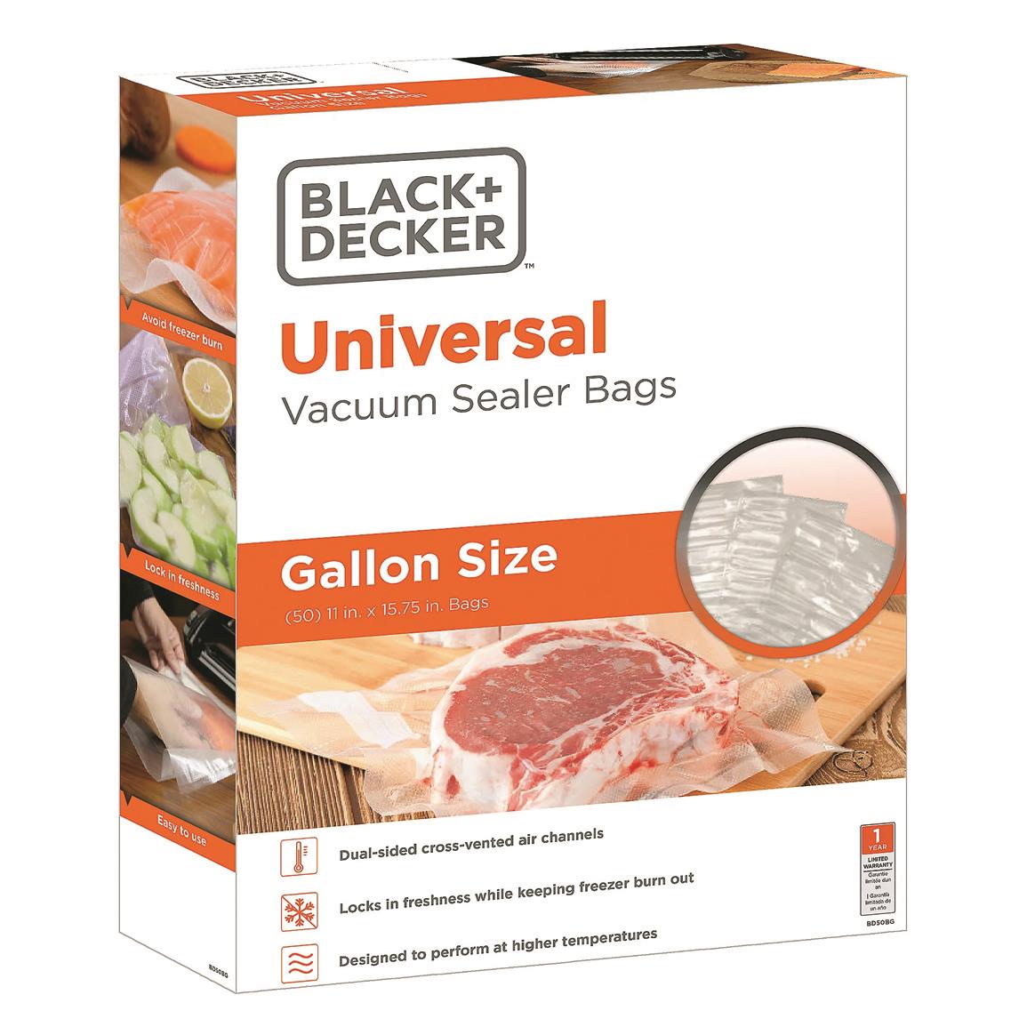 BLACK+DECKER Universal Sealer Bags, Gallon Size, 50 Pack