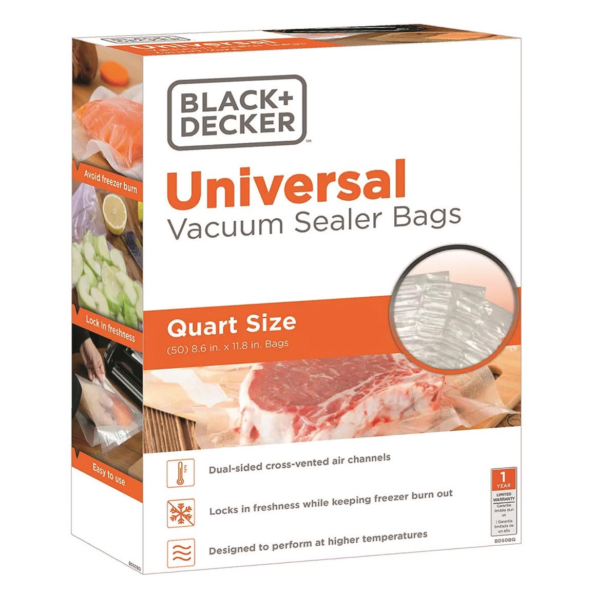 BLACK+DECKER Universal Sealer Bags, Quart-Size, 50 Pack