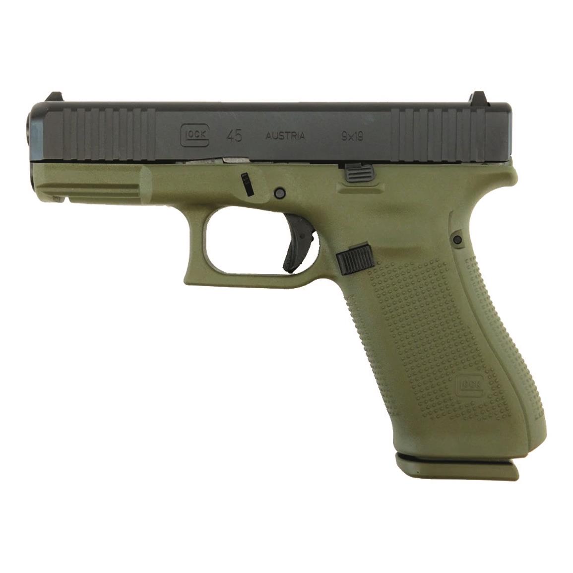 Glock 45, Semi-automatic, 9mm, 4.02" Barrel, Battlefield Green, 17+1 Rounds