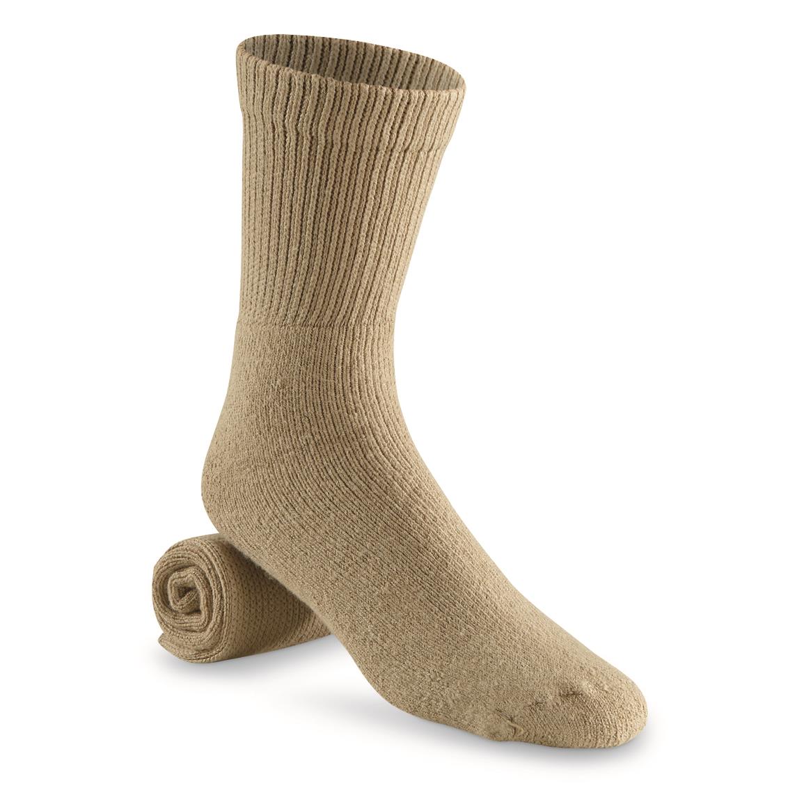 U.S. Military Surplus Fortiflame Cold Weather Socks, 2-Pack, New, Sand