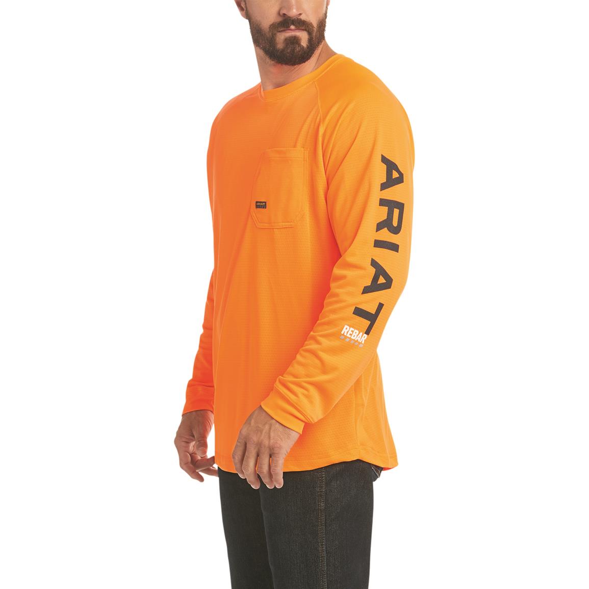Ariat Men's Rebar Heat Fighter Long Sleeve Shirt, Safety Orange