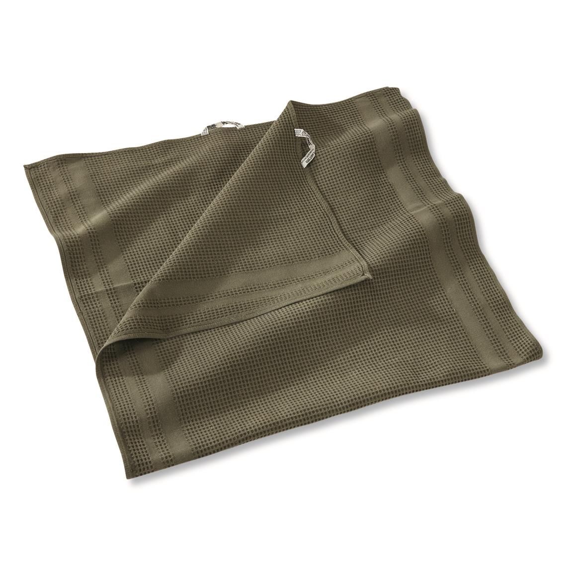 Austrian Military Surplus 20" x 40" Cotton Towels, 3 Pack, Like New, Olive Drab