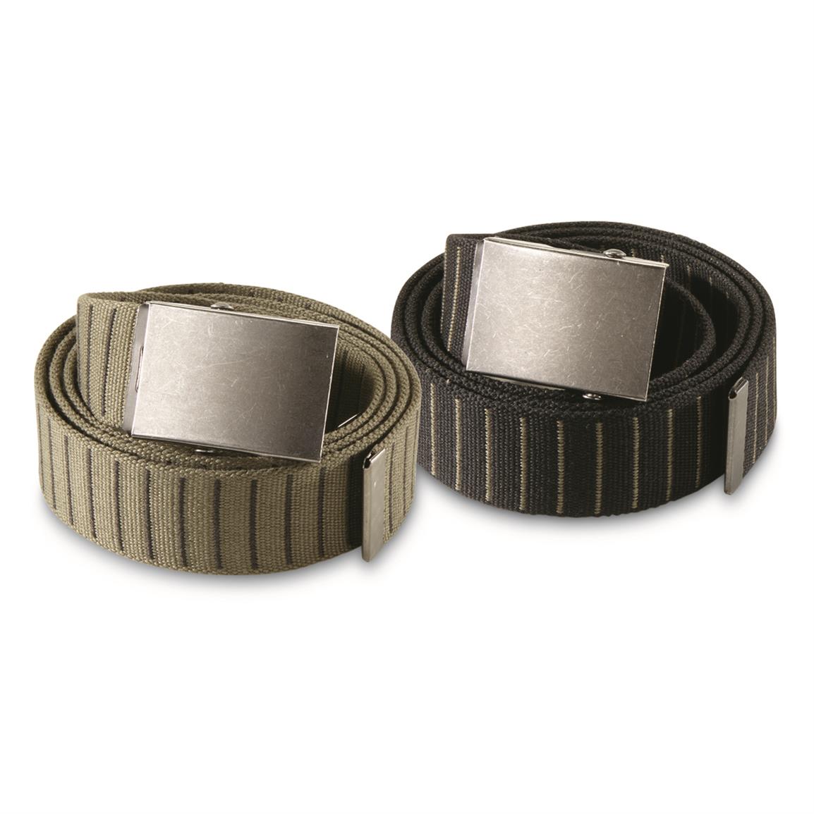 Mil-Tec 40mm Military Style Iron Buckle Roller Belts, 2 pack, Black/od