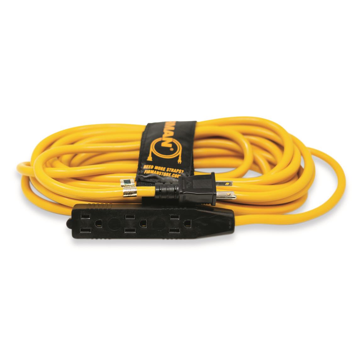FIRMAN 25' 14 Gauge Generator Utility Cord with Triple Tap and Storage Strap