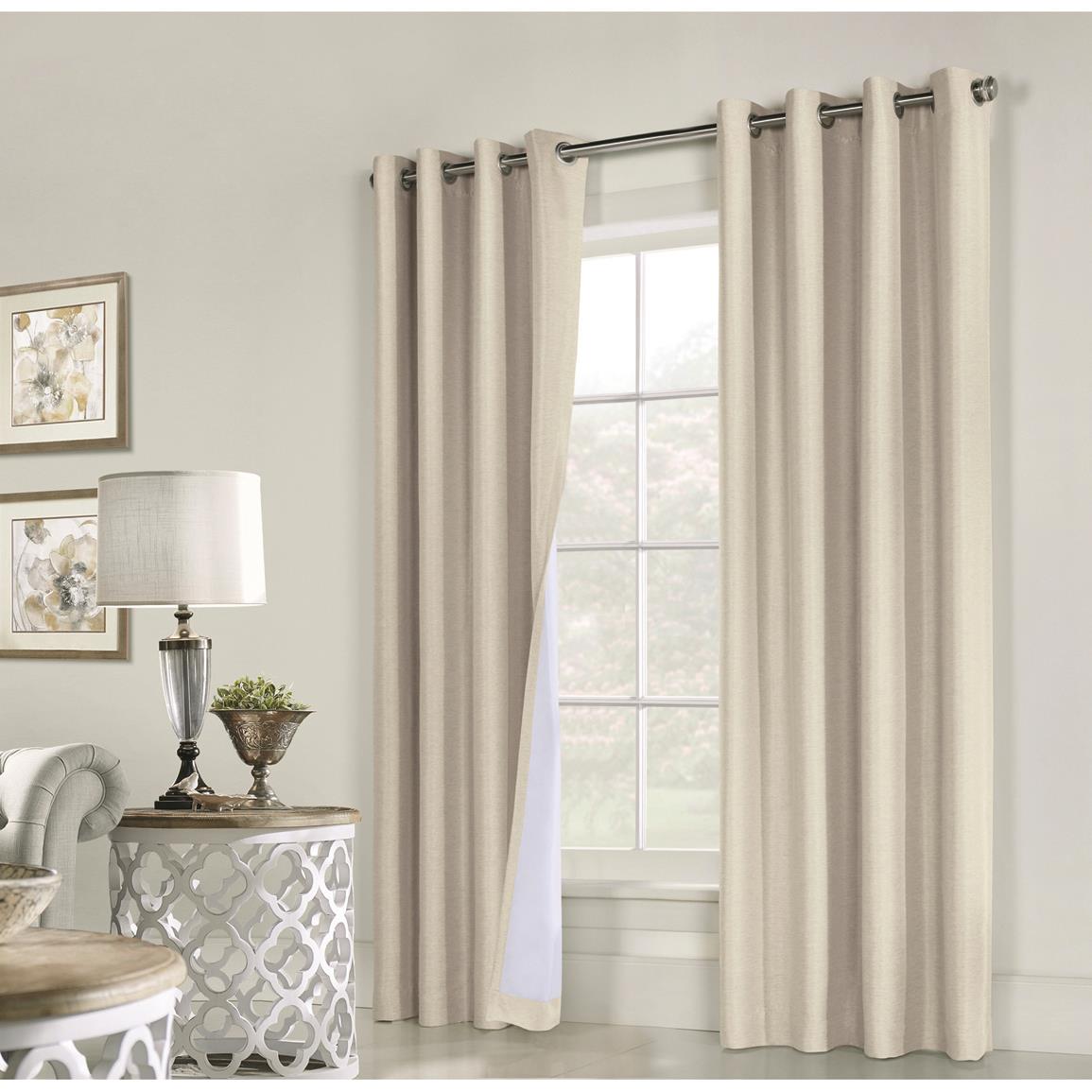 Commonwealth Home Fashions Thermaplus Ventura Blackout Curtain Panel Set, Natural