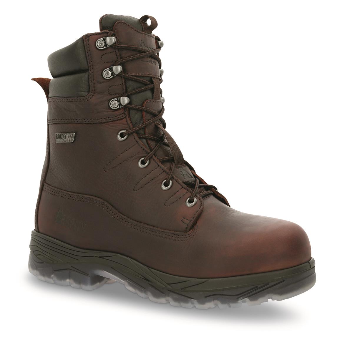 Rocky Men's Forge Waterproof 8" Composite Toe Work Boots, Brown