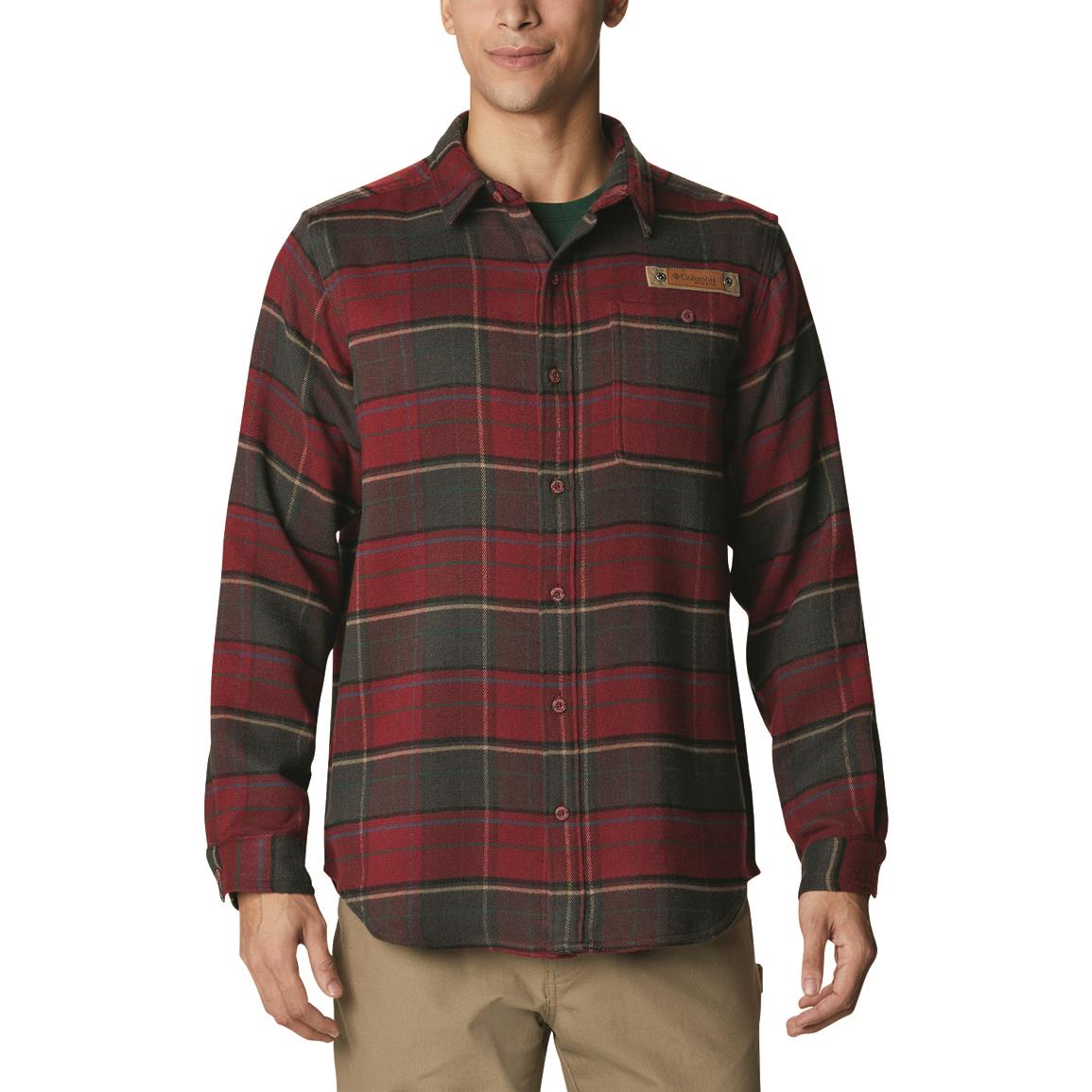 Columbia Men's Roughtail Field Flannel Shirt, Red Jasper Plaid