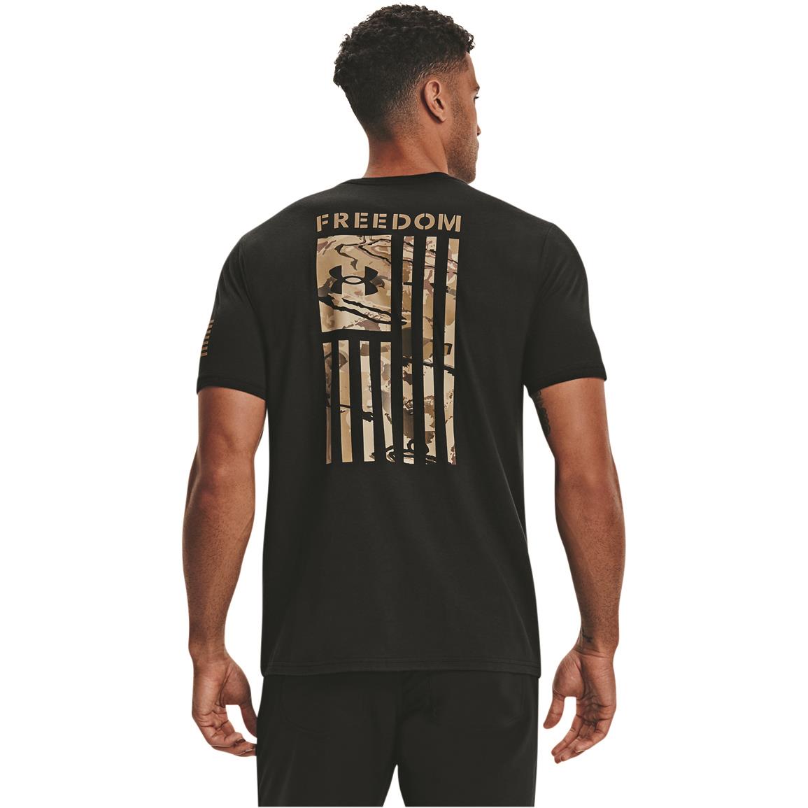 Under Armour Men's Freedom Flag Camo Shirt, Black/desert Sand