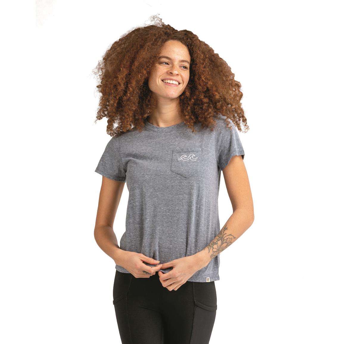 LIV Outdoor Flow Short Sleeve Women's T-shirt, Vintage Indigo/waves(emb)