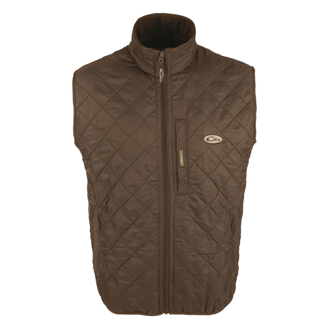 Drake Clothing Company Men's Delta Fleece-lined Quilted Vest, Dark Earth