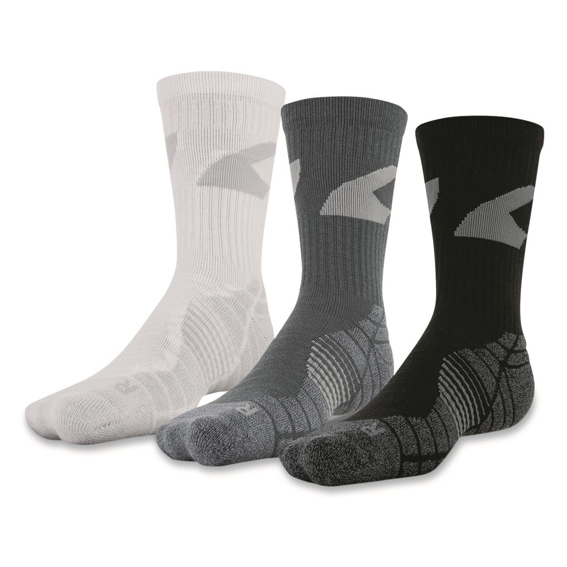 Under Armour Men's Elevated Novelty Crew Socks, 3 Pairs, Black/pitch Gray