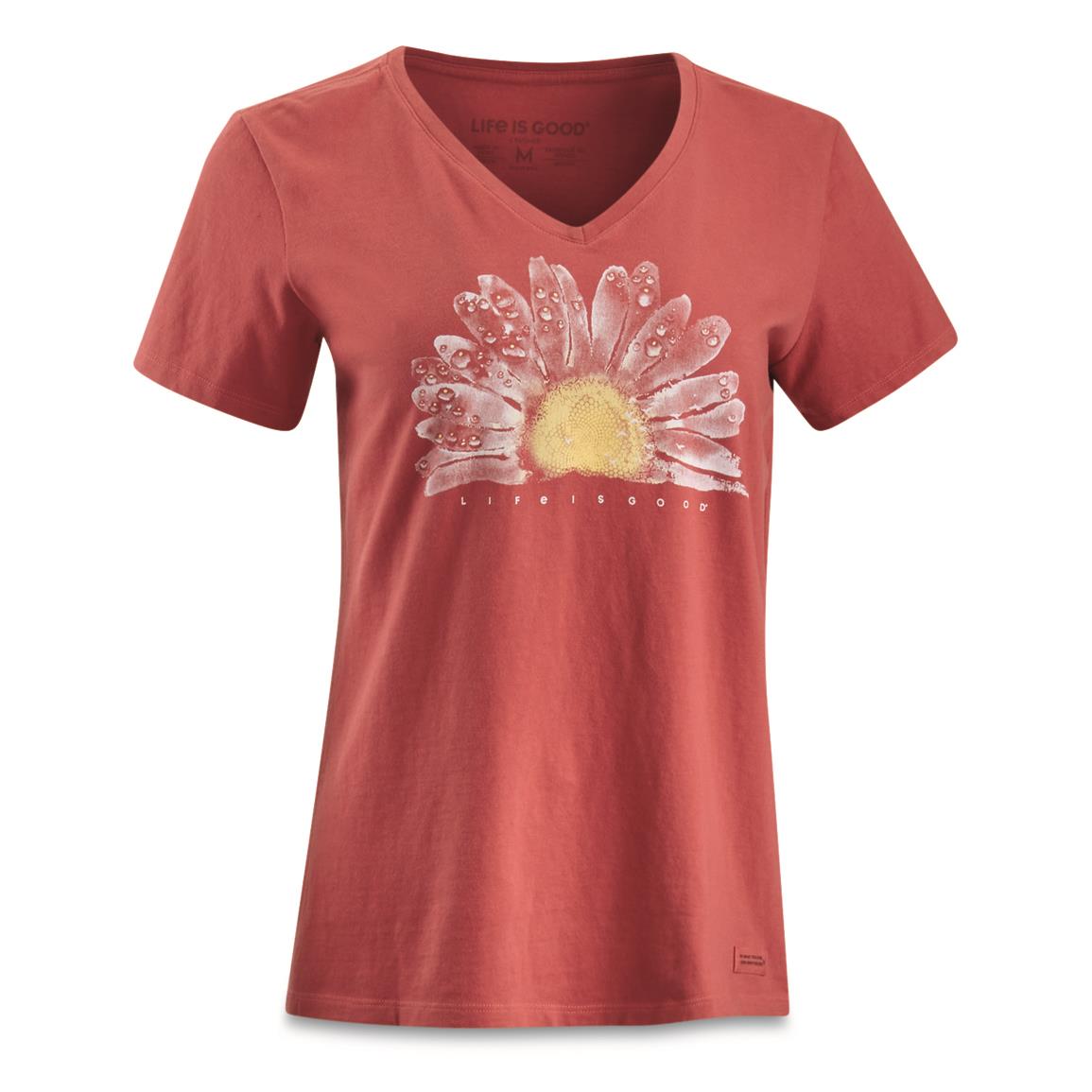 Life Is Good Women's Watercolor Daisy Crusher Vee Shirt