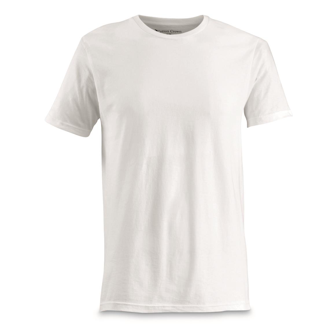 U.S. Municipal Surplus Cotton Crew Neck T-shirts, 3 Pack, New, White