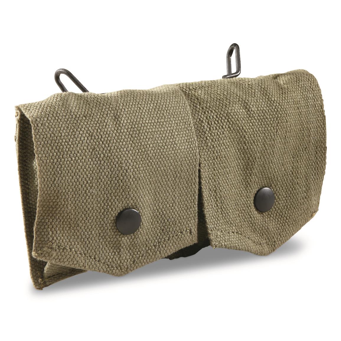 French Military Surplus MAS-49 Dual Pocket Pouches, 2 Pack, Used, Olive Drab