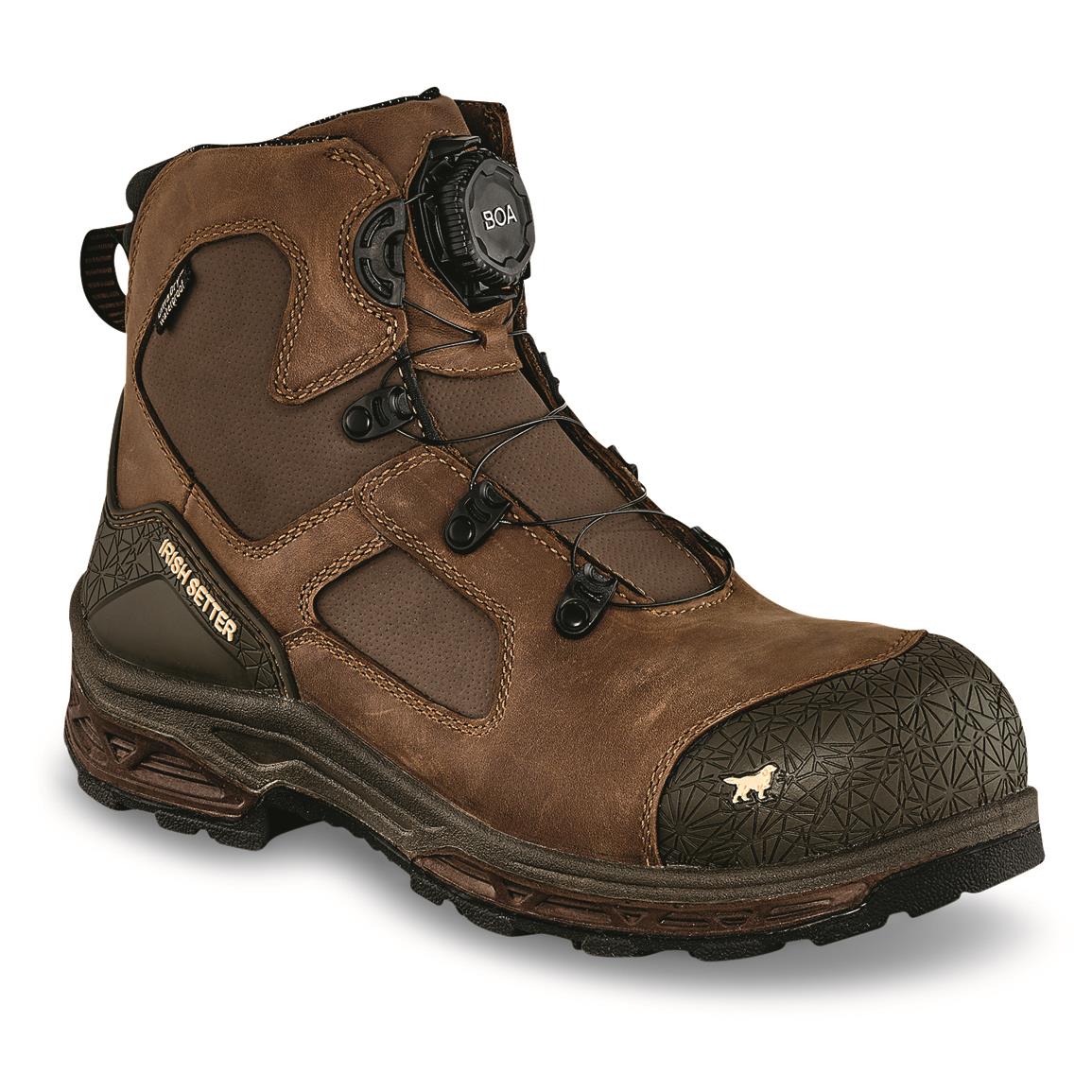 Irish Setter Men's Kasota Waterproof BOA 6" Safety Toe Work Boots, Brown